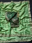 3DESIGNER SPACE SILK EMBROIDERY THREAD WORK BORDER SAREE WITH STITCHED BLOUSE WEDDING WEAR WHOLESALE PRICE ETHNIC GARMENT (19)