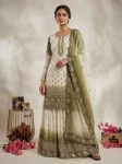 3DESIGNER STAR GEORGTTE EMBROIDERY 5 MM SEQUENCE WORK TOP PALAZZO WITH DUPATTA FESTIVE WEAR WHOLESALE PRICE ETHNIC GARMENT (23)