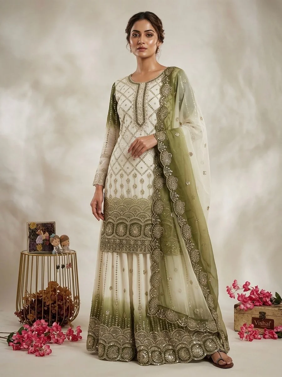 3DESIGNER STAR GEORGTTE EMBROIDERY 5 MM SEQUENCE WORK TOP PALAZZO WITH DUPATTA FESTIVE WEAR WHOLESALE PRICE ETHNIC GARMENT (22)