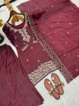 3FANCY GMY SILK EMBROIDERY BEADS WORK TOP PALAZZO WITH DUPATTA FESTIVE WEAR WHOLESALE PRICE ETHNIC GARMENT (32)
