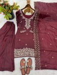 3FANCY GMY SILK EMBROIDERY BEADS WORK TOP PALAZZO WITH DUPATTA FESTIVE WEAR WHOLESALE PRICE ETHNIC GARMENT (32)
