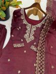 3FANCY GMY SILK EMBROIDERY BEADS WORK TOP PALAZZO WITH DUPATTA FESTIVE WEAR WHOLESALE PRICE ETHNIC GARMENT (32)