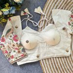 FANCY KHADI COTTON EMBROIDERED WORK STITCHED BLOUSE OFF WHITE