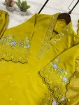 3FANCY MUL CHANDERI SEQUENCE EMBROIDERY WITH CUT WORK TOP PALAZZO WITH DUPATTA FESTIVE WEAR WHOLESALE PRICE ETHNIC GARMENT (22)