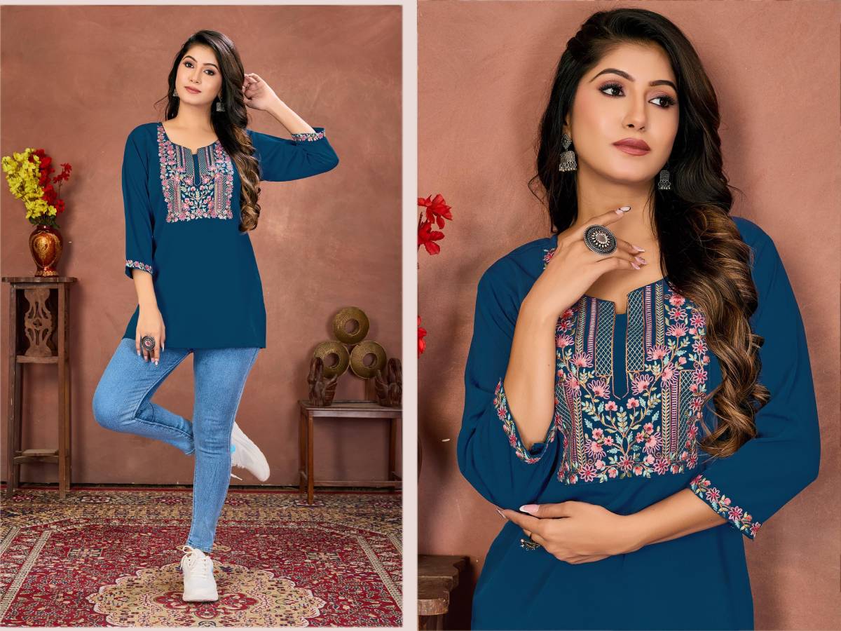 3FANCY RINKAL COTTON EMBROIDERY WORK ONLY TOP DAILY WEAR WHOLESALE PRICE ETHNIC GARMENT (5)