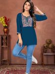 FANCY RINKAL COTTON EMBROIDERY WORK ONLY TOP TEAL