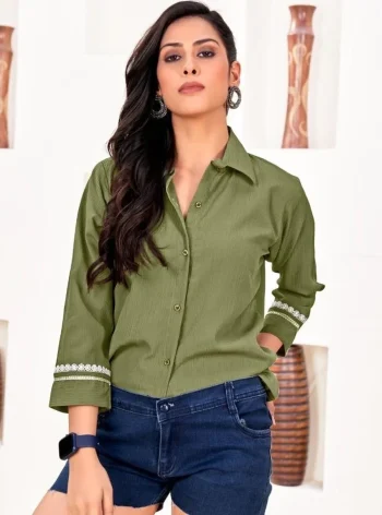 FANCY RINKAL COTTON PLAIN WOMENS SHIRT PISTA