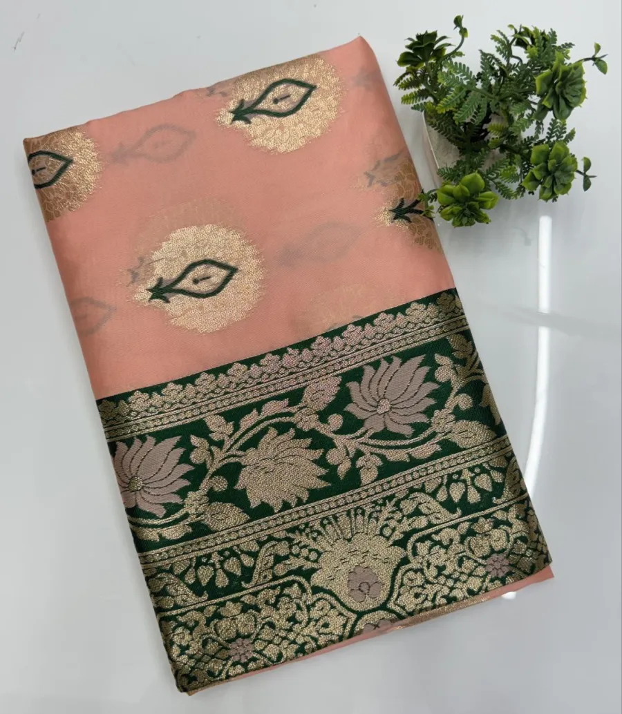 3LATEST BANARASI SILK FLOWERS AND MINA & ZARI WEAVING RICH PALLU WITH UNIQUE BORDER WORK SAREE WITH UNSTITCHED BLOUSE FESTIVE WEAR WHOLESALE PRICE ETHNIC GARMENT (12)