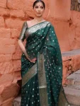 3LATEST LICHI SILK JACQUARD WORK SAREE WITH UNSTITCHED BLOUSE FESTIVE WEAR WHOLESALE PRICE ETHNIC GARMENT (23)