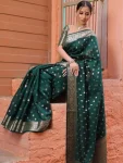 3LATEST LICHI SILK JACQUARD WORK SAREE WITH UNSTITCHED BLOUSE FESTIVE WEAR WHOLESALE PRICE ETHNIC GARMENT (23)