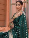 3LATEST LICHI SILK JACQUARD WORK SAREE WITH UNSTITCHED BLOUSE FESTIVE WEAR WHOLESALE PRICE ETHNIC GARMENT (23)