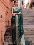 3LATEST LICHI SILK JACQUARD WORK SAREE WITH UNSTITCHED BLOUSE FESTIVE WEAR WHOLESALE PRICE ETHNIC GARMENT (23)