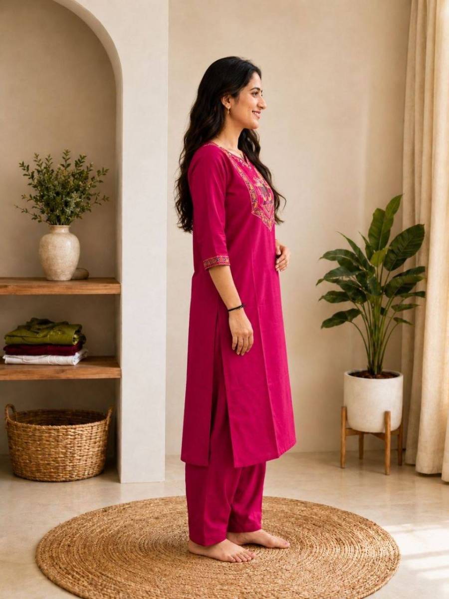 3MODERN COTTON EMBROIDERY WORK TOP PENT SET FESTIVE WEAR WHOLESALE PRICE ETHNIC GARMENT (10)