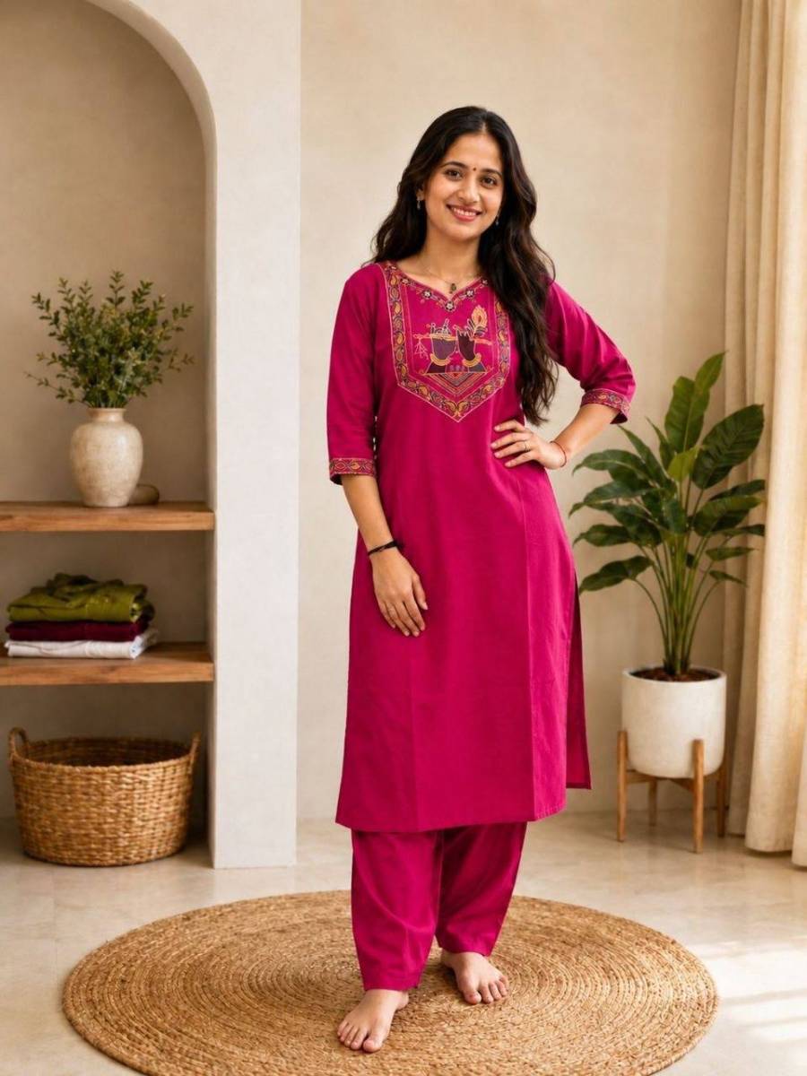 3MODERN COTTON EMBROIDERY WORK TOP PENT SET FESTIVE WEAR WHOLESALE PRICE ETHNIC GARMENT (12)