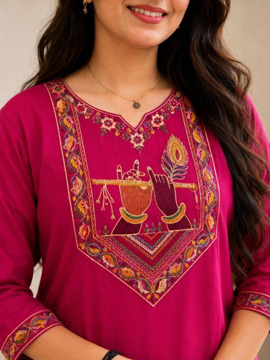 3MODERN COTTON EMBROIDERY WORK TOP PENT SET FESTIVE WEAR WHOLESALE PRICE ETHNIC GARMENT (9)