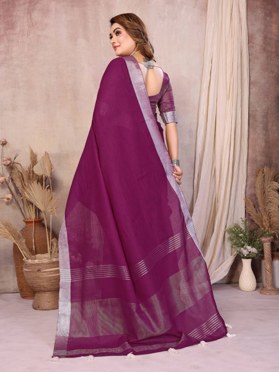 3MODERN COTTON LINEN WEAVING WITH EXTRA WORK ZALAR SAREE WITH UNSTITCHED BLOUSE FESTIVE WEAR WHOLESALE PRICE ETHNIC GARMENT (13)