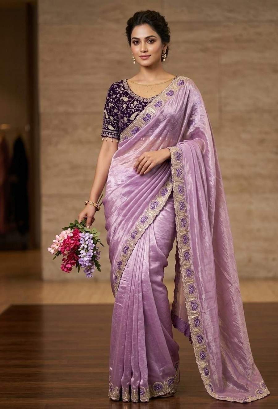 3MODERN FENDY SATIN SILK SEQUENCE AND ZARI EMBROIDERY WITH CUTWORK BORDER SAREE WITH STITCHED BLOUSE FESTIVE WEAR WHOLESALE PRICE ETHNIC GARMENT (11)