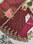 3MODERN FENDY SILK EMBROIDERY SEQUENCE WORK GOWN BOTTOM WITH DUPATTA FESTIVE WEAR WHOLESALE PRICE ETHNIC GARMENT (19)