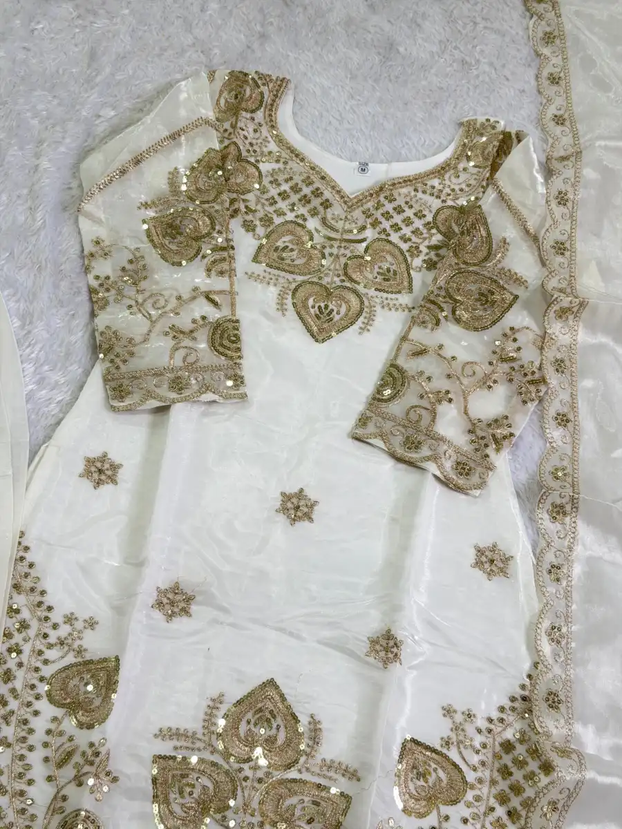 3MODERN GMY SILK EMBROIDERY SEQUENCE WORK TOP BOTTOM WITH DUPATTA FESTIVE WEAR WHOLESALE PRICE ETHNIC GARMENT (1)