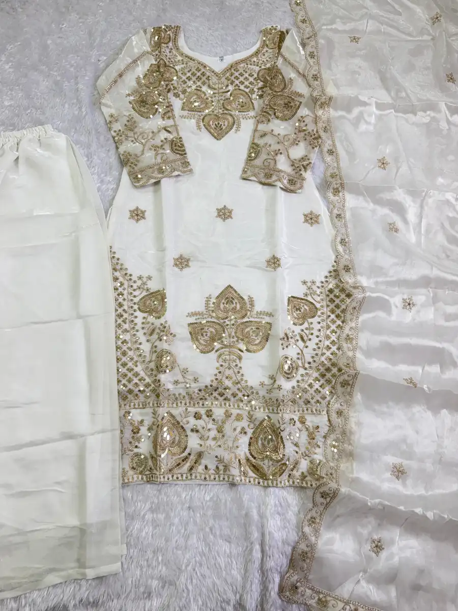 3MODERN GMY SILK EMBROIDERY SEQUENCE WORK TOP BOTTOM WITH DUPATTA FESTIVE WEAR WHOLESALE PRICE ETHNIC GARMENT (7)