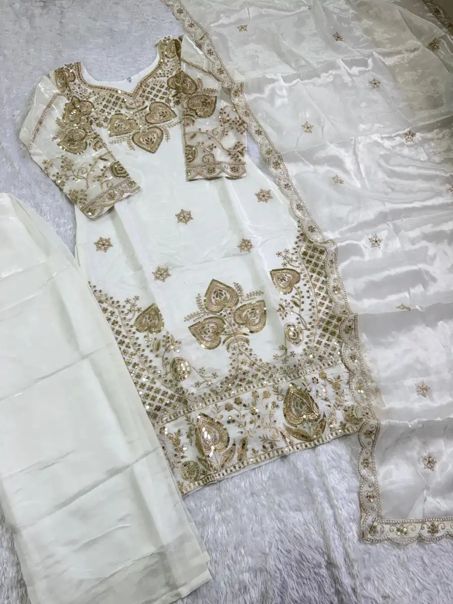 3MODERN GMY SILK EMBROIDERY SEQUENCE WORK TOP BOTTOM WITH DUPATTA FESTIVE WEAR WHOLESALE PRICE ETHNIC GARMENT (8)