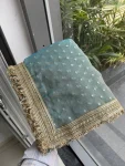 3MODERN JACQUARD BUTTI SILK FANCY LACE BORDER WORK SAREE WITH UNSTITCHED BLOUSE PARTY WEAR WHOLESALE PRICE ETHNIC GARMENT (11)