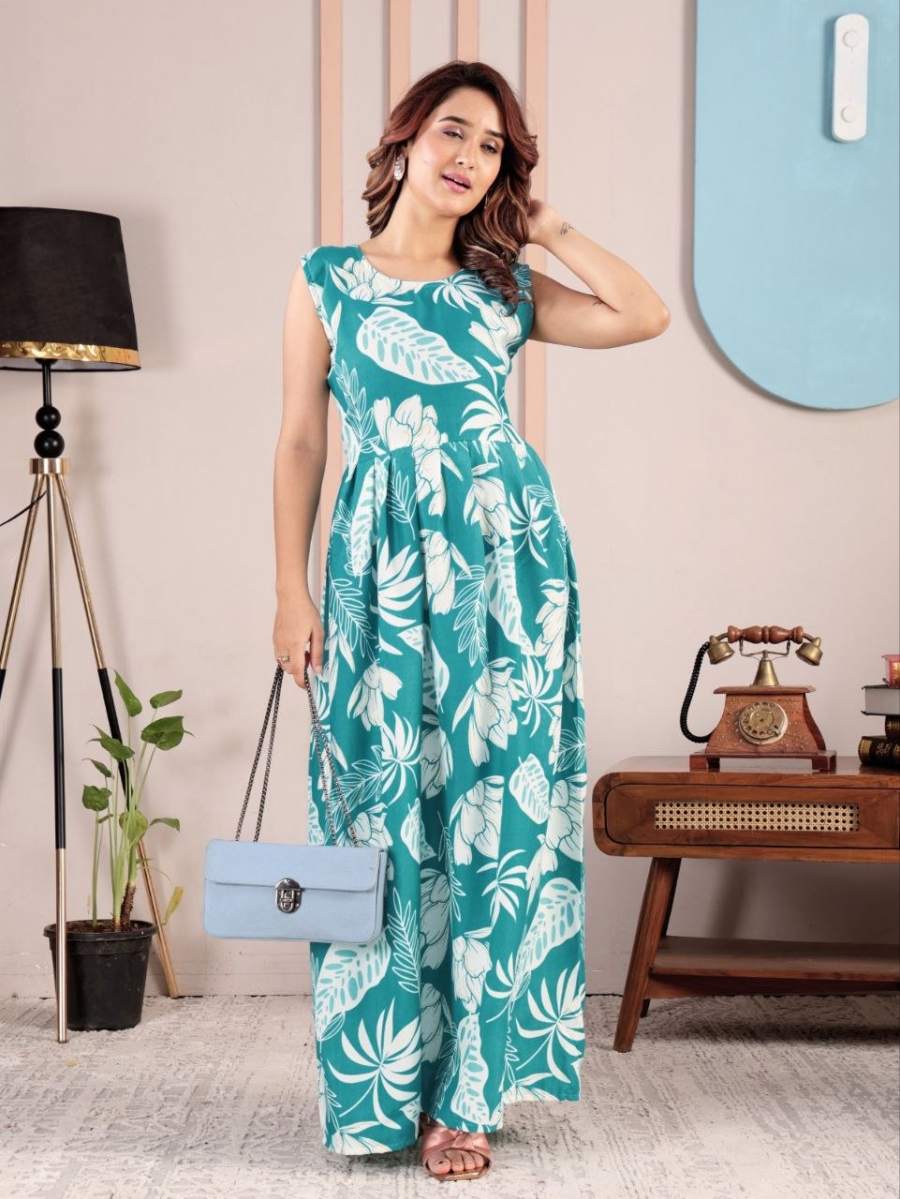 3MODERN RAYON PRINTED WORK GOWN FESTIVE WEAR WHOLESALE PRICE ETHNIC GARMENT (3)
