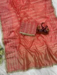3MODERN TISSUE SILK WEAVING SEQUENCE AND RIBBON WITH FANCY LACE BORDER WORK SAREE WITH UNSTITCHED BLOUSE FESTIVE WEAR WHOLESALE PRICE ETHNIC GARMENT (4)