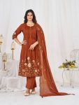 MOST PICKED COTTON MULTI-THREAD EMBROIDERY WITH LUP WORK TOP BOTTOM WITH DUPATTA ORANGE