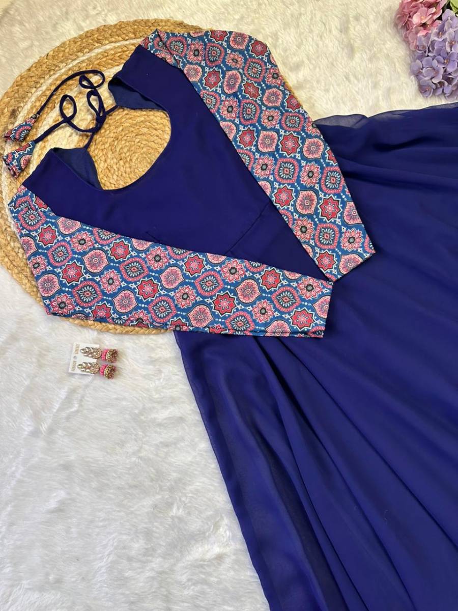 3RICH LOOK GEORGETTE DIGITAL PRINT WORK GOWN WITH DUPATTA FESTIVE WEAR WHOLESALE PRICE ETHNIC GARMENT (6)