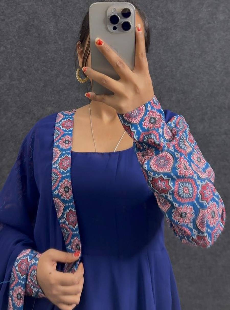 3RICH LOOK GEORGETTE DIGITAL PRINT WORK GOWN WITH DUPATTA FESTIVE WEAR WHOLESALE PRICE ETHNIC GARMENT (7)