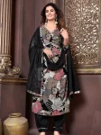 RICH LOOK RAYON DIGITAL PRINT  WORK TOP BOTTOM WITH DUPATTA BLACK