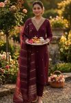 3RICH LOOK SLUB COTTON CUT PASTE EMBROIDERY WORK TOP BOTTOM WITH DUPATTA FESTIVE WEAR WHOLESALE PRICE ETHNIC GARMENT (9)