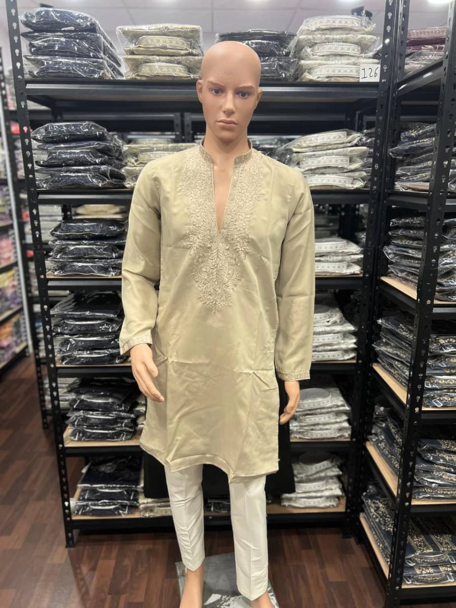 3RICH LOOK STAR SILK EMBROIDERY SEQUENCE WORK MENS KURTA PAYJAMA SET FESTIVE WEAR WHOLESALE PRICE ETHNIC GARMENT (9)
