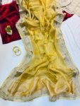 3RICH LOOK TISSUE SILK TWO TONE SHADED WITH FANCY LACE BORDER WORK SAREE WITH UNSTITCHED BLOUSE PARTY WEAR WHOLESALE PRICE ETHNIC GARMENT (32)