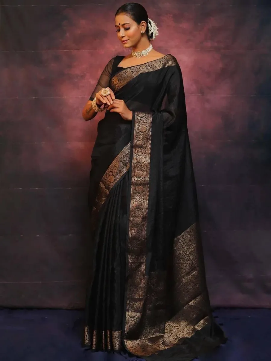 3TRENDING BANARASI LICHI SILK JACQUARD WORK SAREE WITH UNSTITCHED BLOUSE FESTIVE WEAR WHOLESALE PRICE ETHNIC GARMENT (12)