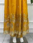 3TRENDING CRUNCHY SILK EMBROIDERY SEQUENCE ZARI WORK GOWN BOTTOM WITH DUPATTA FESTIVE WEAR WHOLESALE PRICE ETHNIC GARMENT (16)