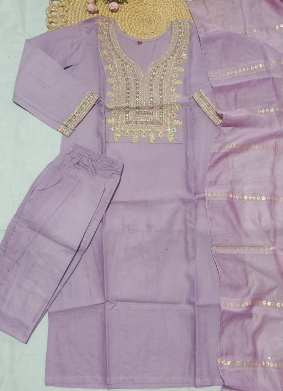 3TRENDING SLUB COTTON EMBROIDERY WORK TOP BOTTOM WITH DUPATTA FESTIVE WEAR WHOLESALE PRICE ETHNIC GARMENT (1)