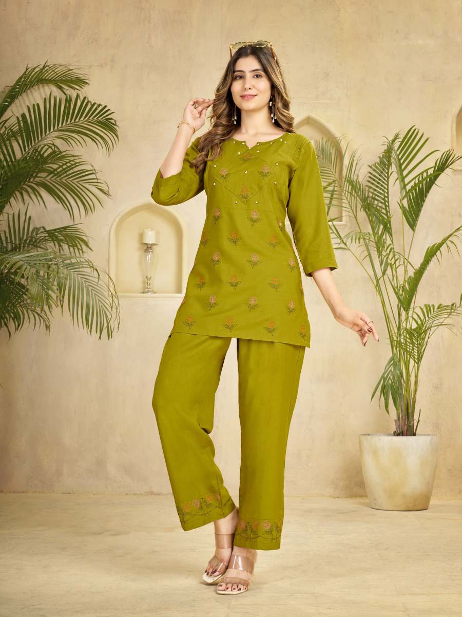 4FANCY RAYON MULTI EMBROIDERY THREAD WITH HAND WORK CO-ORD SET FESTIVE WEAR WHOLESALE PRICE ETHNIC GARMENT (36)