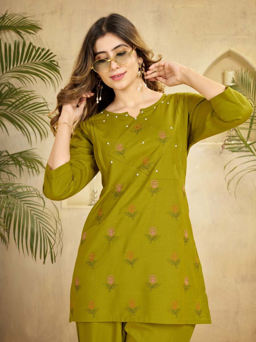 4FANCY RAYON MULTI EMBROIDERY THREAD WITH HAND WORK CO-ORD SET FESTIVE WEAR WHOLESALE PRICE ETHNIC GARMENT (37)