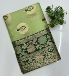 4LATEST BANARASI SILK FLOWERS AND MINA & ZARI WEAVING RICH PALLU WITH UNIQUE BORDER WORK SAREE WITH UNSTITCHED BLOUSE FESTIVE WEAR WHOLESALE PRICE ETHNIC GARMENT (7)
