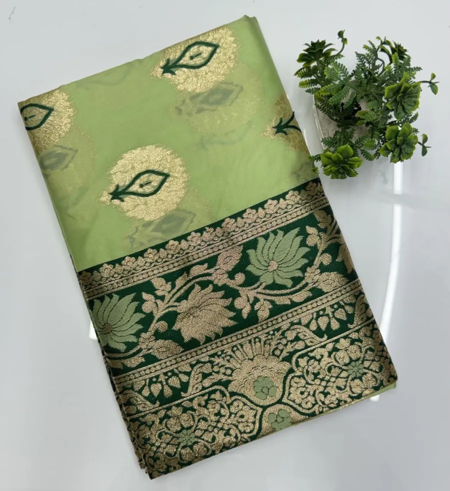 4LATEST BANARASI SILK FLOWERS AND MINA & ZARI WEAVING RICH PALLU WITH UNIQUE BORDER WORK SAREE WITH UNSTITCHED BLOUSE FESTIVE WEAR WHOLESALE PRICE ETHNIC GARMENT (8)