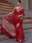 4LATEST LICHI SILK JACQUARD WORK SAREE WITH UNSTITCHED BLOUSE FESTIVE WEAR WHOLESALE PRICE ETHNIC GARMENT (7)