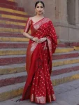 4LATEST LICHI SILK JACQUARD WORK SAREE WITH UNSTITCHED BLOUSE FESTIVE WEAR WHOLESALE PRICE ETHNIC GARMENT (7)