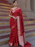 4LATEST LICHI SILK JACQUARD WORK SAREE WITH UNSTITCHED BLOUSE FESTIVE WEAR WHOLESALE PRICE ETHNIC GARMENT (7)