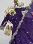 4MODERN FENDY SILK EMBROIDERY SEQUENCE WORK GOWN BOTTOM WITH DUPATTA FESTIVE WEAR WHOLESALE PRICE ETHNIC GARMENT (40)