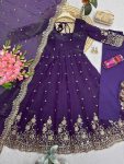 4MODERN FENDY SILK EMBROIDERY SEQUENCE WORK GOWN BOTTOM WITH DUPATTA FESTIVE WEAR WHOLESALE PRICE ETHNIC GARMENT (40)