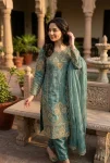 MODERN GMY SILK EMBROIDERY SEQUENCE WORK TOP BOTTOM WITH DUPATTA RAMA