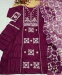 4MODERN SLUB COTTON EMBROIDERY WORK TOP BOTTOM WITH DUPATTA CASUAL WEAR WHOLESALE PRICE ETHNIC GARMENT (14)