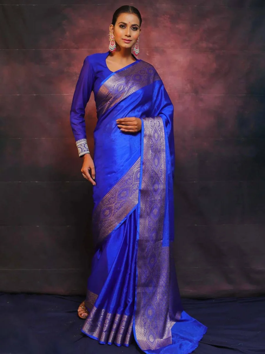 4NEW ARRIVAL LICHI SILK RICH PALLU & JACQUARD WORK SAREE WITH UNSTITCHED BLOUSE FESTIVE WEAR WHOLESALE PRICE ETHNIC GARMENT (12)